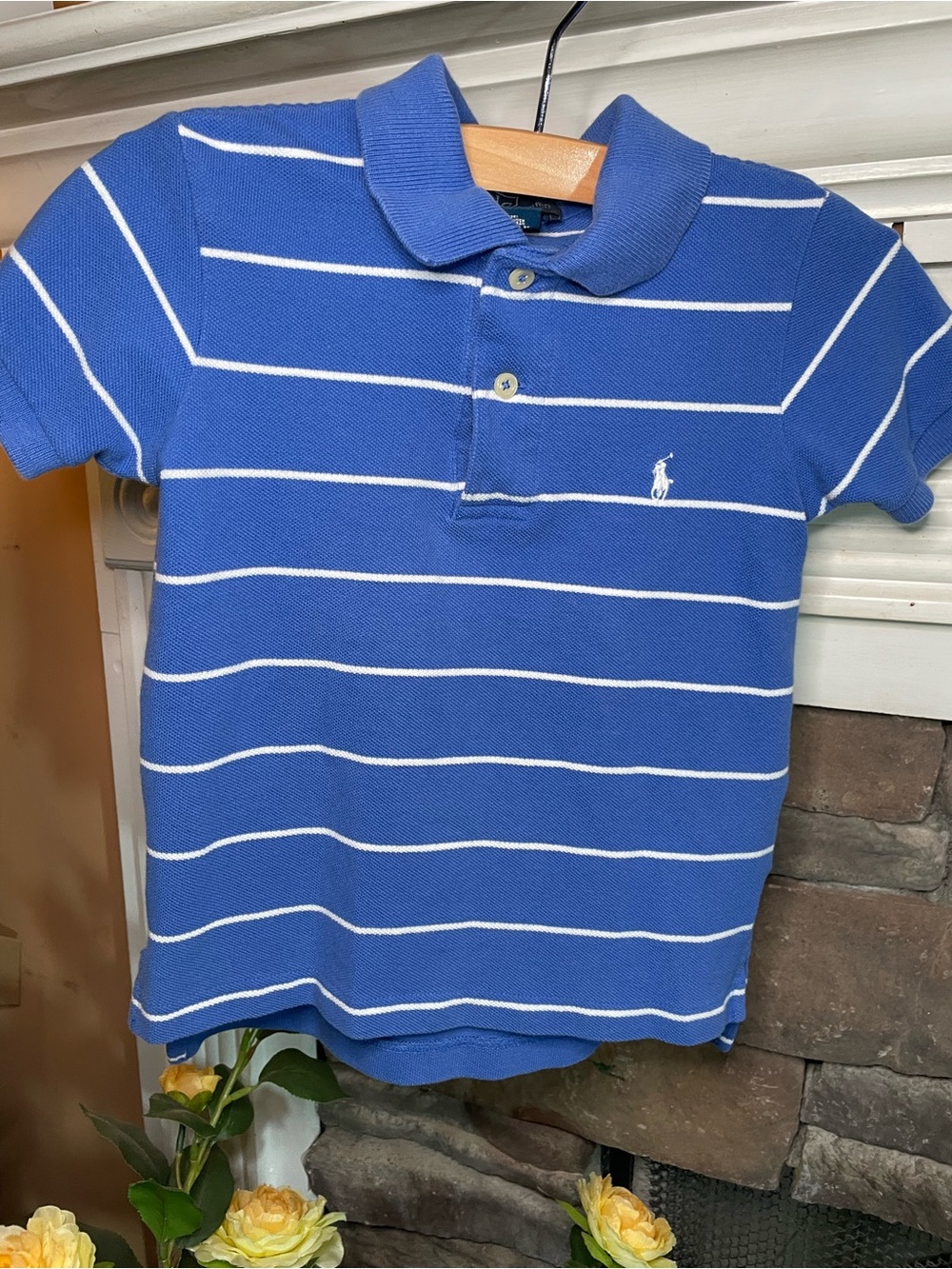 Ralph Lauren Royal Blue and White Striped Polo for Kids